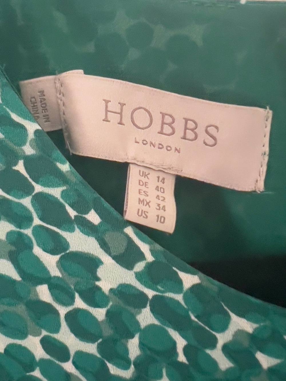Hobbs London Liana Spot A Line Dress In Green Ivory Size 10 - Picture 9 of 13